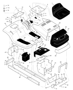 Chassis And Hood Diagram and Parts List for 405011X92C 2005 Briggs and Stratton Lawn Tractor